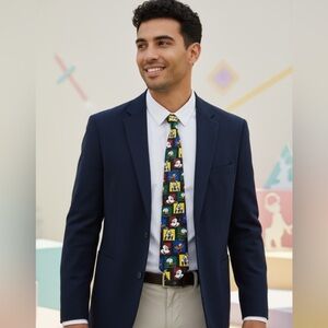 Disney Mickey & Friends Tie Vintage 90s Goofy Donald Pluto Cartoon Print